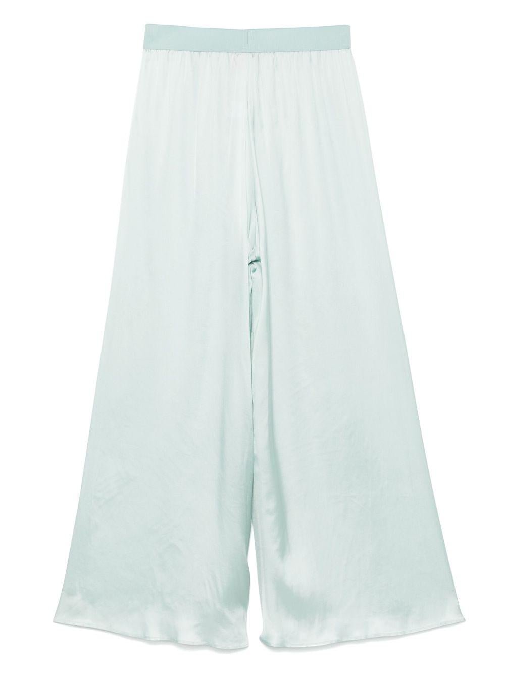 Pantaloni per donna Merci verde acquamarina a gamba ampia con dettagli plissettati - Rubino Kids