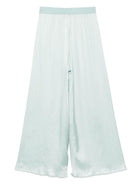 Pantaloni per donna Merci verde acquamarina a gamba ampia con dettagli plissettati - Rubino Kids