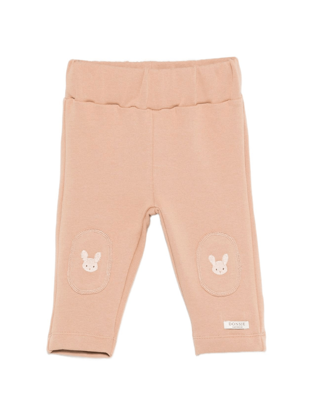 Pantaloni per neonata Donsje beige con toppa coniglio - Rubino Kids