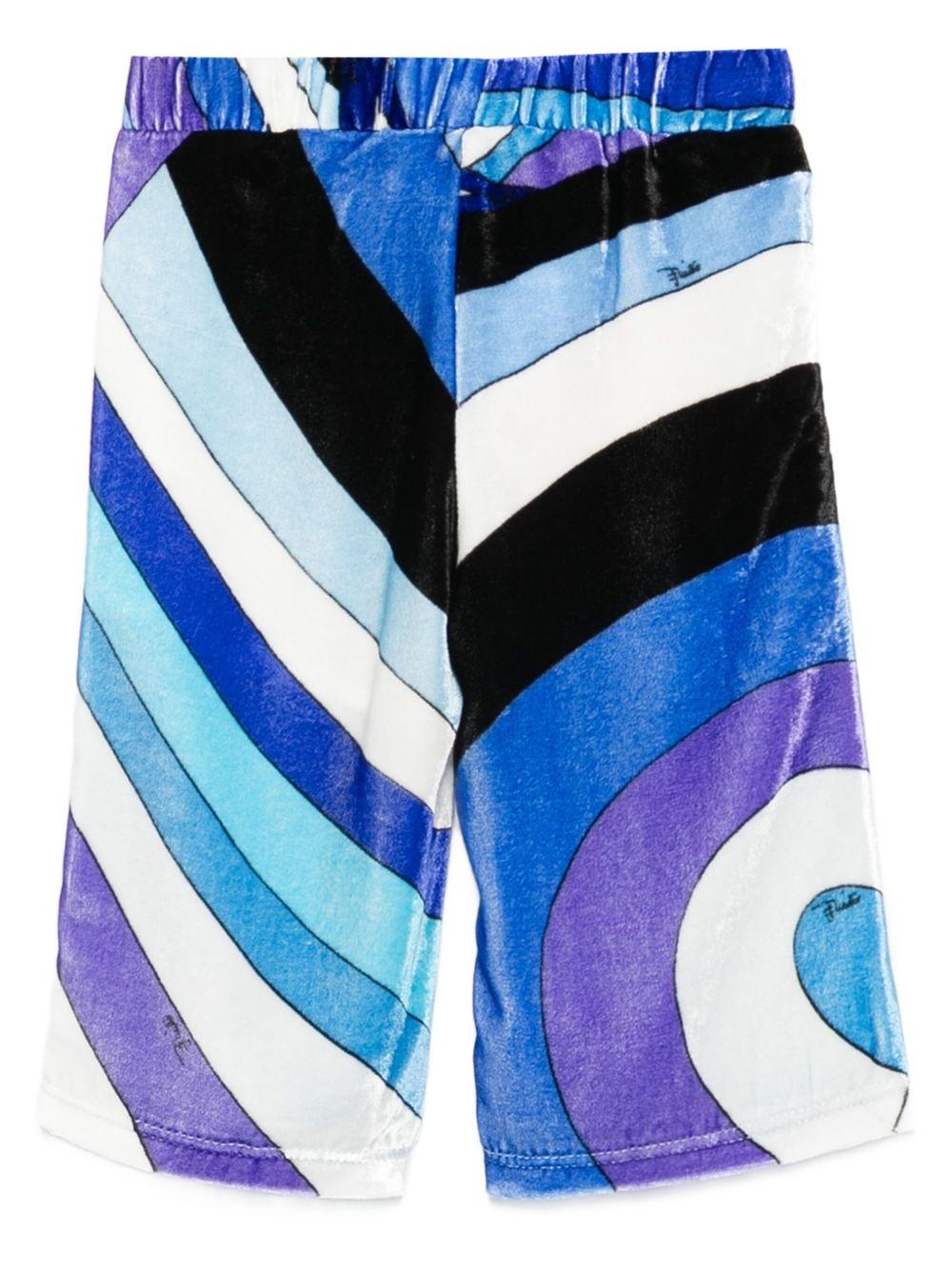 Pantaloni per neonata Emilio Pucci Junior blu in velluto - Rubino Kids