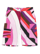 Pantaloni per neonata Emilio Pucci Junior multicolore con stampa geometrica - Rubino Kids