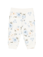 Pantaloni per neonata Monnalisa bianchi con stampa floreale - Rubino Kids
