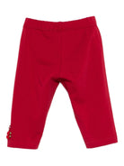 Pantaloni per neonata Monnalisa rosso con decorazione con rose - Rubino Kids