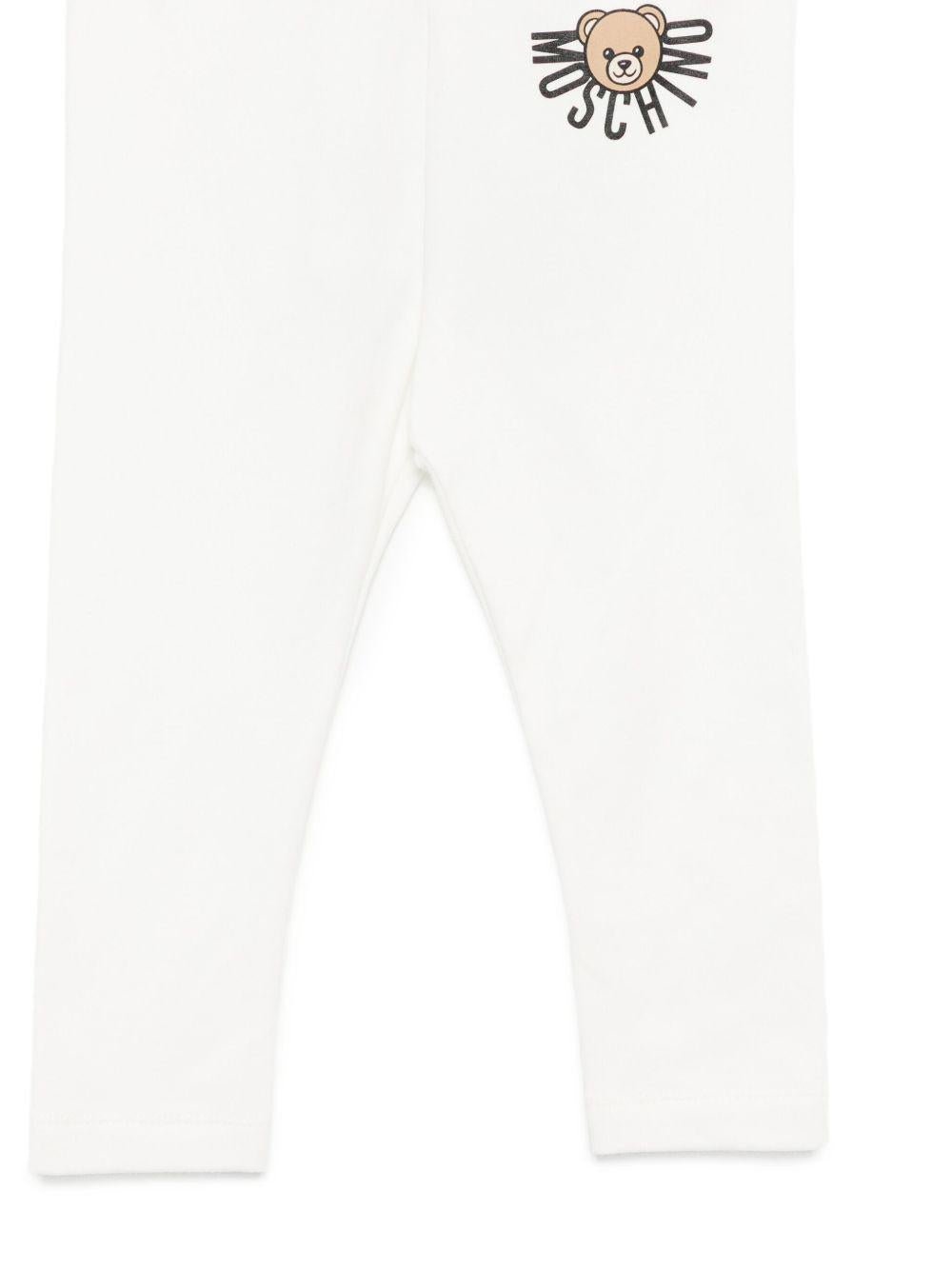 Pantaloni per neonata Moschino Kids bianchi con vita elasticizzata - Rubino Kids