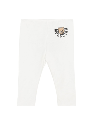 Pantaloni per neonata Moschino Kids bianchi con vita elasticizzata