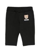 Pantaloni per neonata Moschino Kids nero con logo Teddy Bear - Rubino Kids