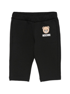 Moschino Kids black baby girl trousers with Teddy Bear logo