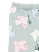 Pantaloni per neonata Stella McCartney Kids verde con coulisse e stampa di uccelli - Rubino Kids