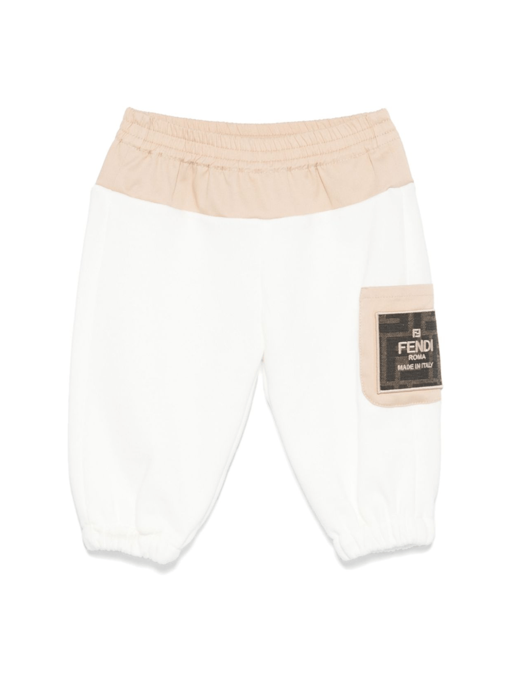 Pantaloni per neonati Fendi Kids bianco con tasca con logo sulla gamba - Rubino Kids