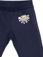 Pantaloni per neonati Moschino Kids blu con logo Teddy Bear - Rubino Kids