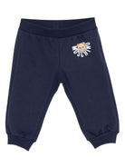 Pantaloni per neonati Moschino Kids blu con logo Teddy Bear - Rubino Kids