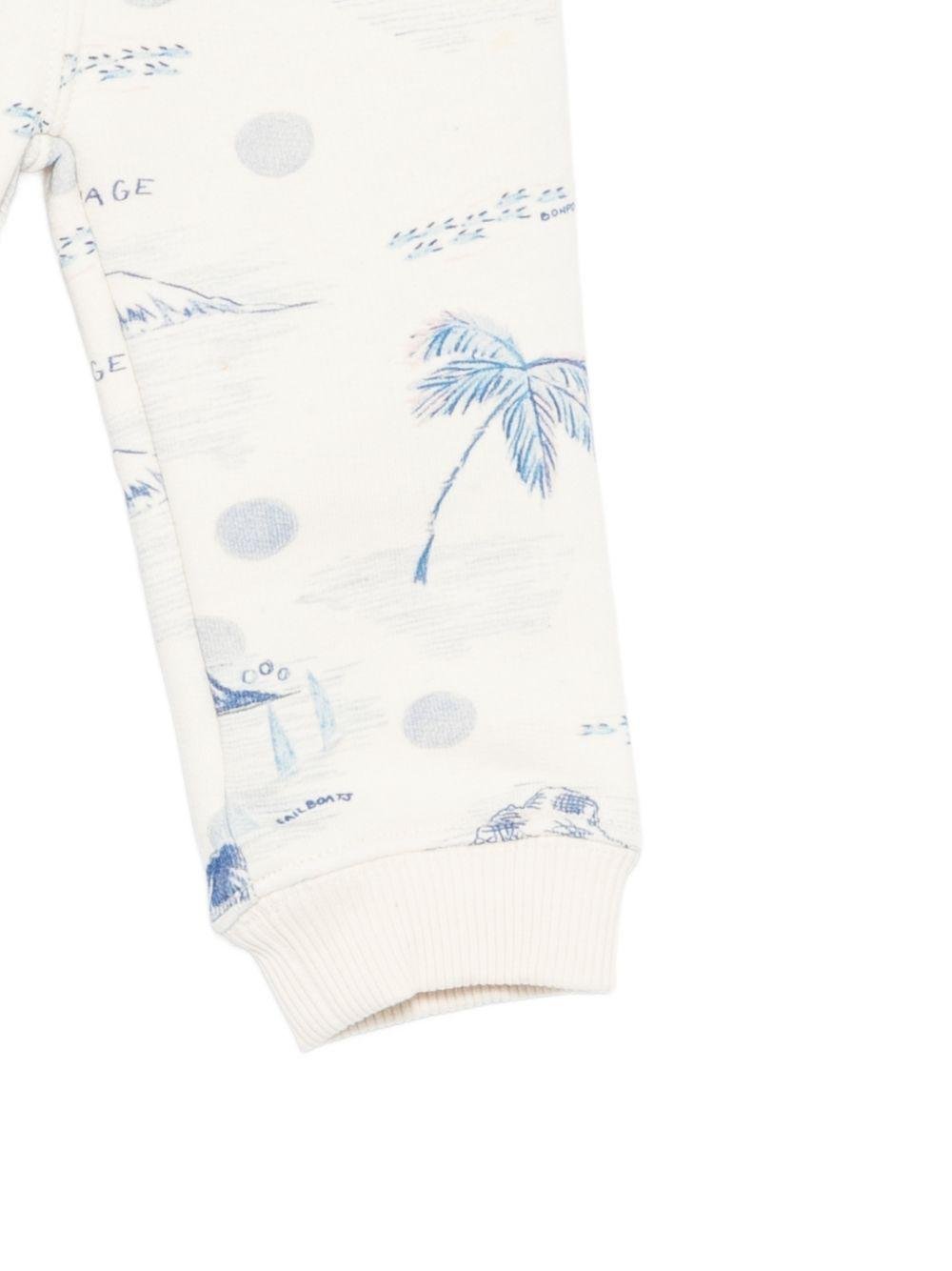 Pantaloni per neonato Bonpoint bianco con stampa grafica blu all - over - Rubino Kids