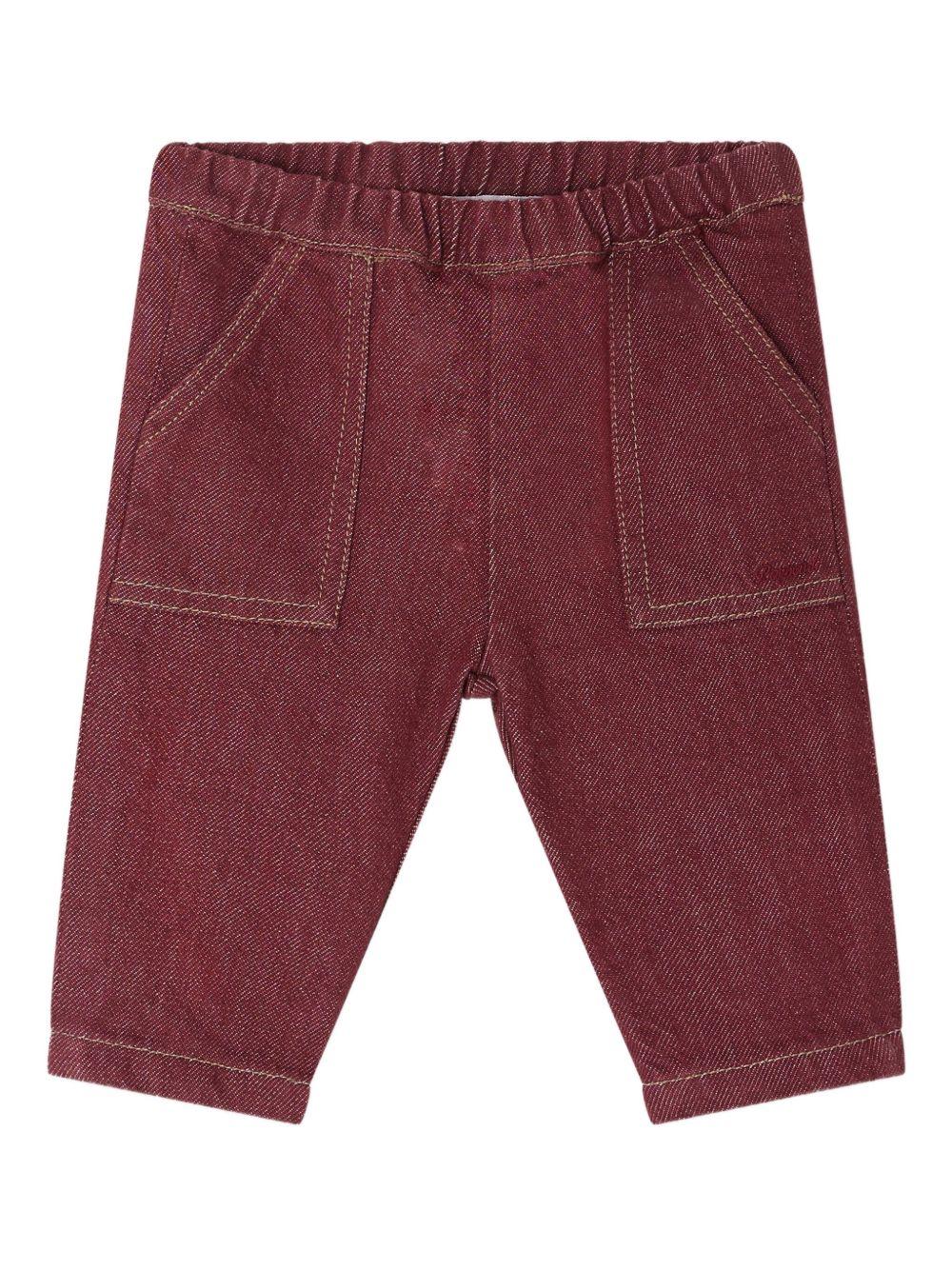 Pantaloni per neonato Bonpoint Thursday borgogna con vita elasticizzata - Rubino Kids