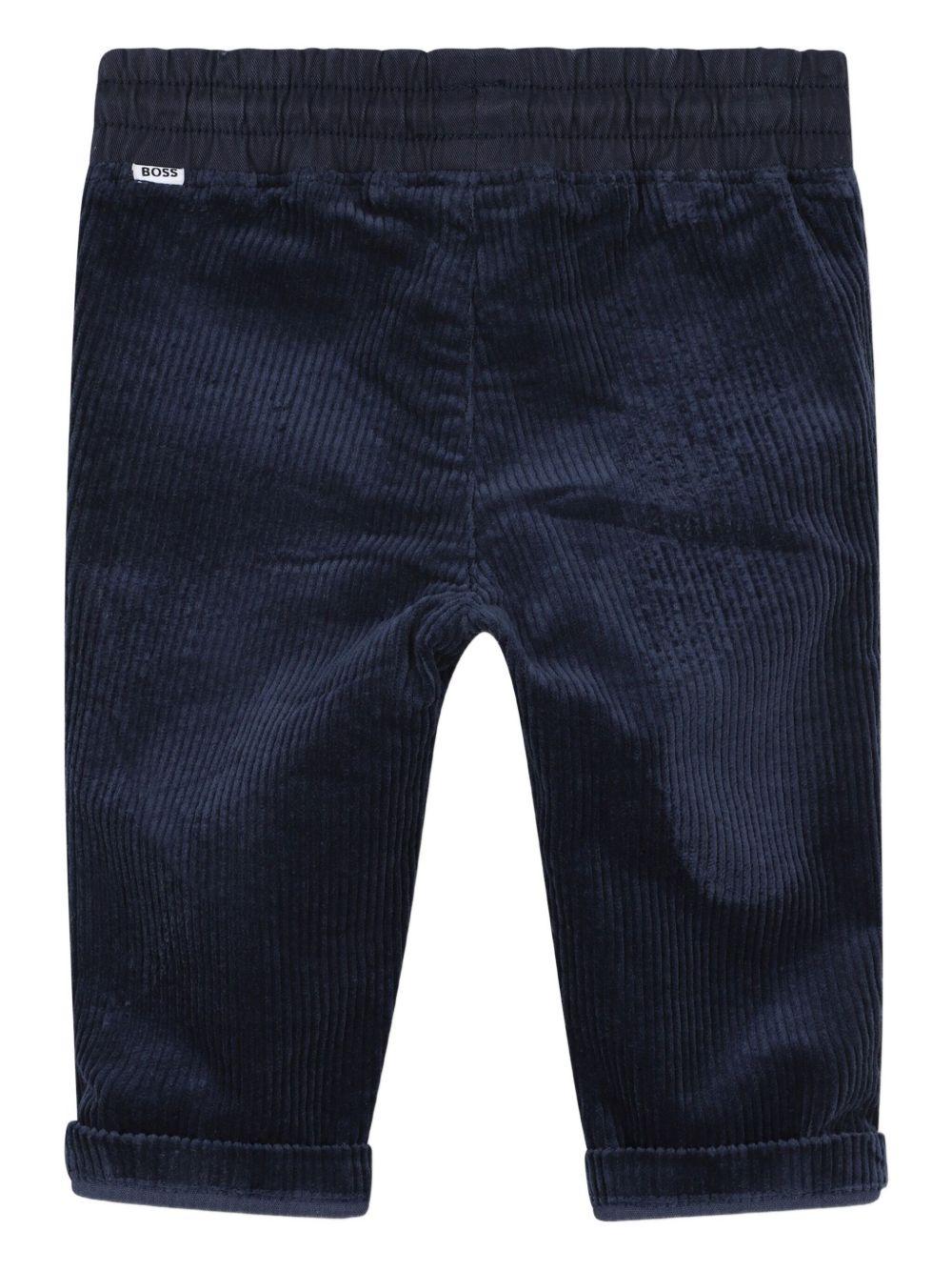 Pantaloni per neonato Boss Kidswear blu a coste con vita elasticizzata - Rubino Kids