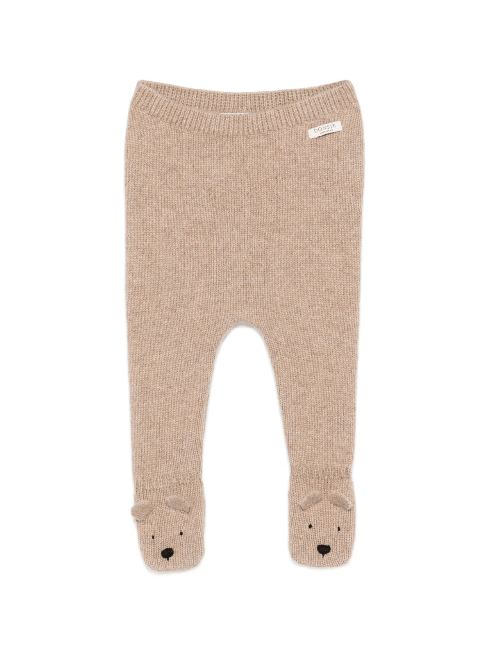 Pantaloni per neonato Donsje beige con applicazioni con facce d'orso - Rubino Kids