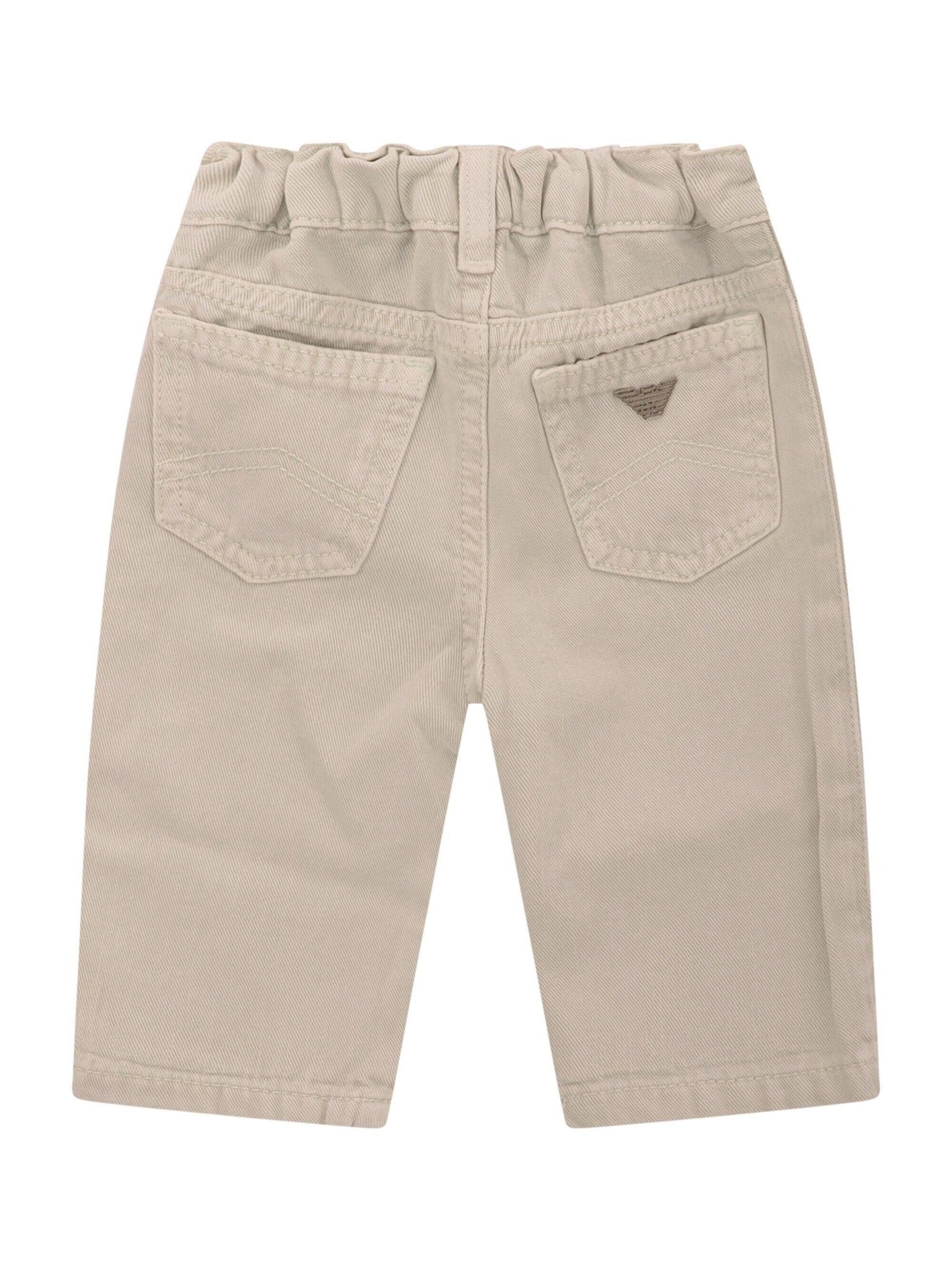 Pantaloni per neonato Emporio Armani Kids beige con dettaglio logo sul retro - Rubino Kids