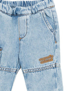 Pantaloni per neonato Emporio Armani Kids denim con logo ricamato - Rubino Kids