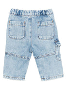 Pantaloni per neonato Emporio Armani Kids denim con logo ricamato - Rubino Kids