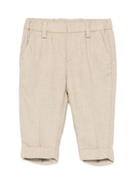 Pantaloni per neonato Fay Kids beige con logo ricamato - Rubino Kids