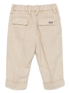 Pantaloni per neonato Fay Kids beige con logo ricamato - Rubino Kids