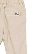 Pantaloni per neonato Fay Kids beige con logo ricamato - Rubino Kids