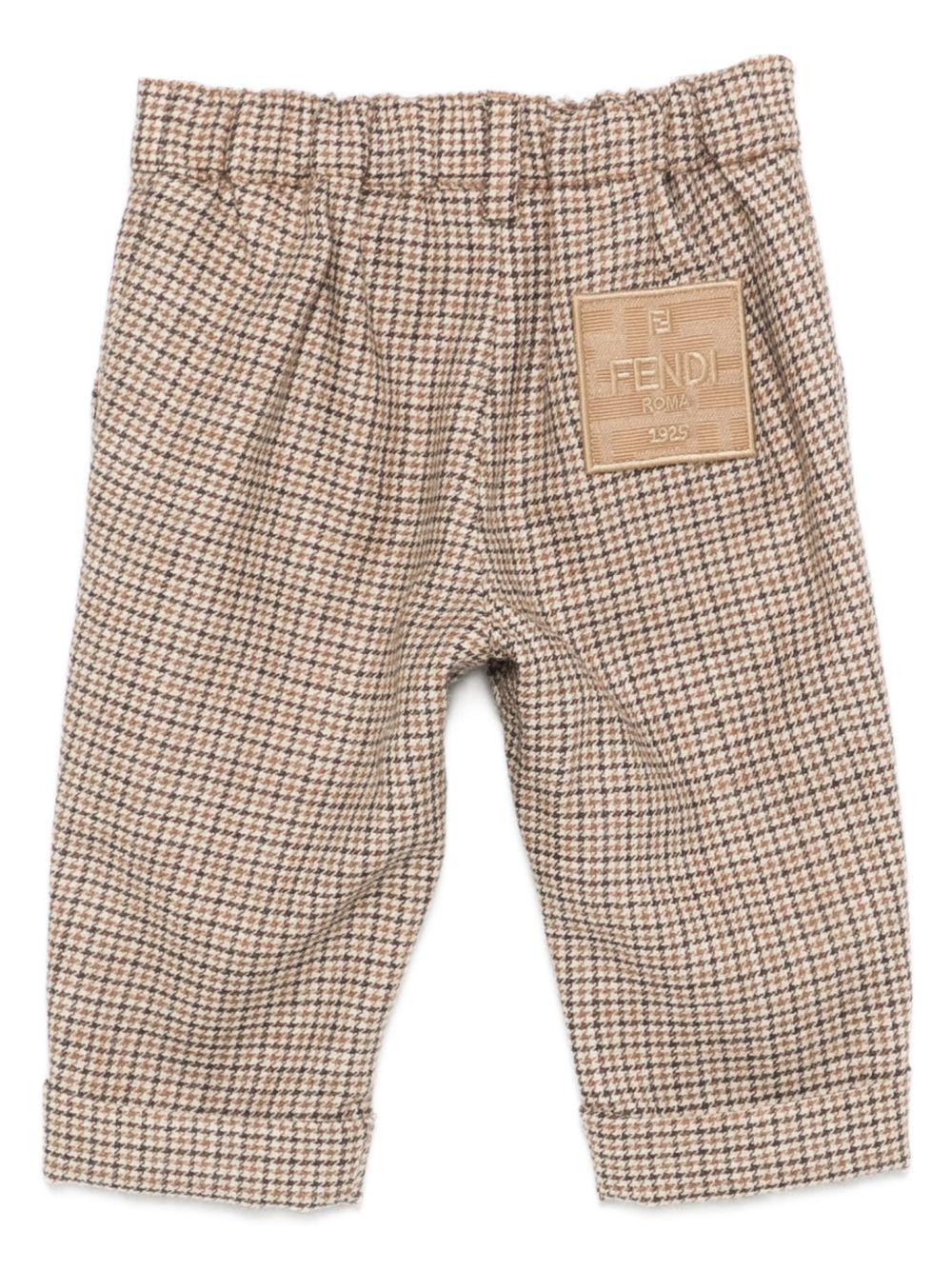 Pantaloni per neonato Fendi Kids beige con motivo a quadri - Rubino Kids