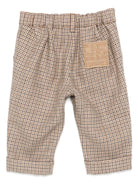 Pantaloni per neonato Fendi Kids beige con motivo a quadri - Rubino Kids