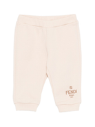 Pantaloni per neonato Fendi Kids beige con ricamo con logo - Rubino Kids