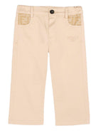 Pantaloni per neonato Fendi Kids beige con tasche con logo FF - Rubino Kids