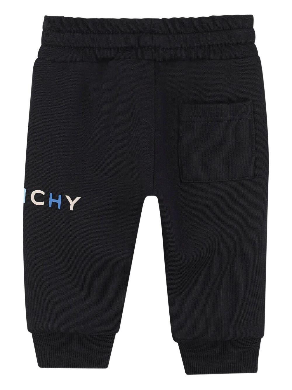 Pantaloni per neonato Givenchy Kids neri con fascia in vita con coulisse - Rubino Kids
