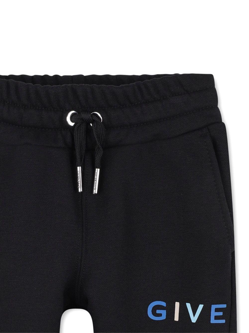 Pantaloni per neonato Givenchy Kids neri con fascia in vita con coulisse - Rubino Kids