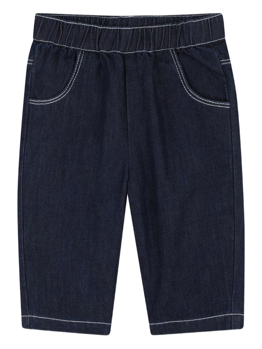 Pantaloni per neonato Kenzo Kids blu con cuciture a contrasto - Rubino Kids