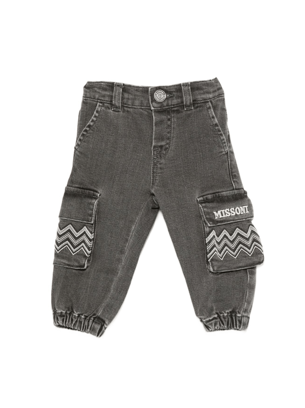 Pantaloni per neonato Missoni Kids grigi con tasche a zigzag - Rubino Kids