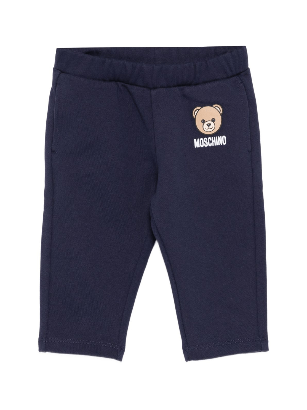 Pantaloni per neonato Moschino Kids blu con logo Teddy Bear - Rubino Kids
