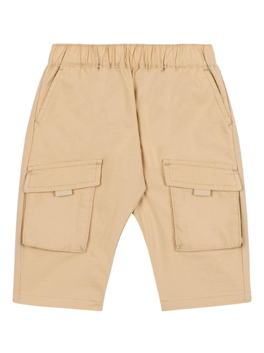 Pantaloni per neonato Moschino Kids marrone con applicazione logo - Rubino Kids
