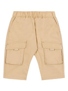 Pantaloni per neonato Moschino Kids marrone con applicazione logo - Rubino Kids