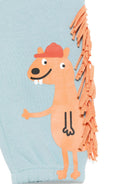 Pantaloni per neonato Stella McCartney Kids azzurro con frange e stampa animalier - Rubino Kids