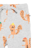 Pantaloni per neonato Stella McCartney Kids grigio con coulisse e stampa scoiattolo - Rubino Kids