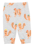 Pantaloni per neonato Stella McCartney Kids grigio con coulisse e stampa scoiattolo - Rubino Kids