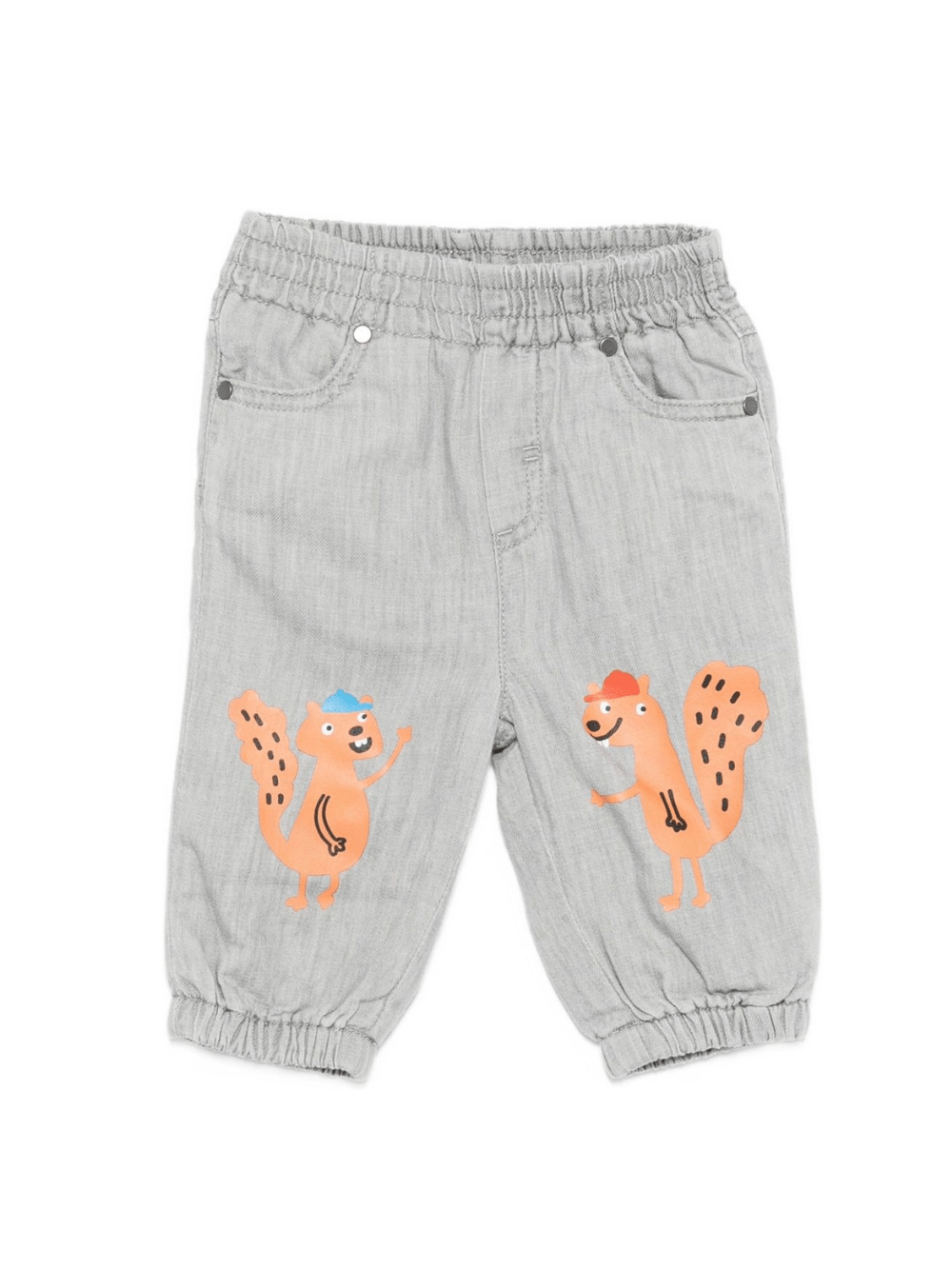 Pantaloni per neonato Stella McCartney Kids grigio con stampa scoiattolo - Rubino Kids