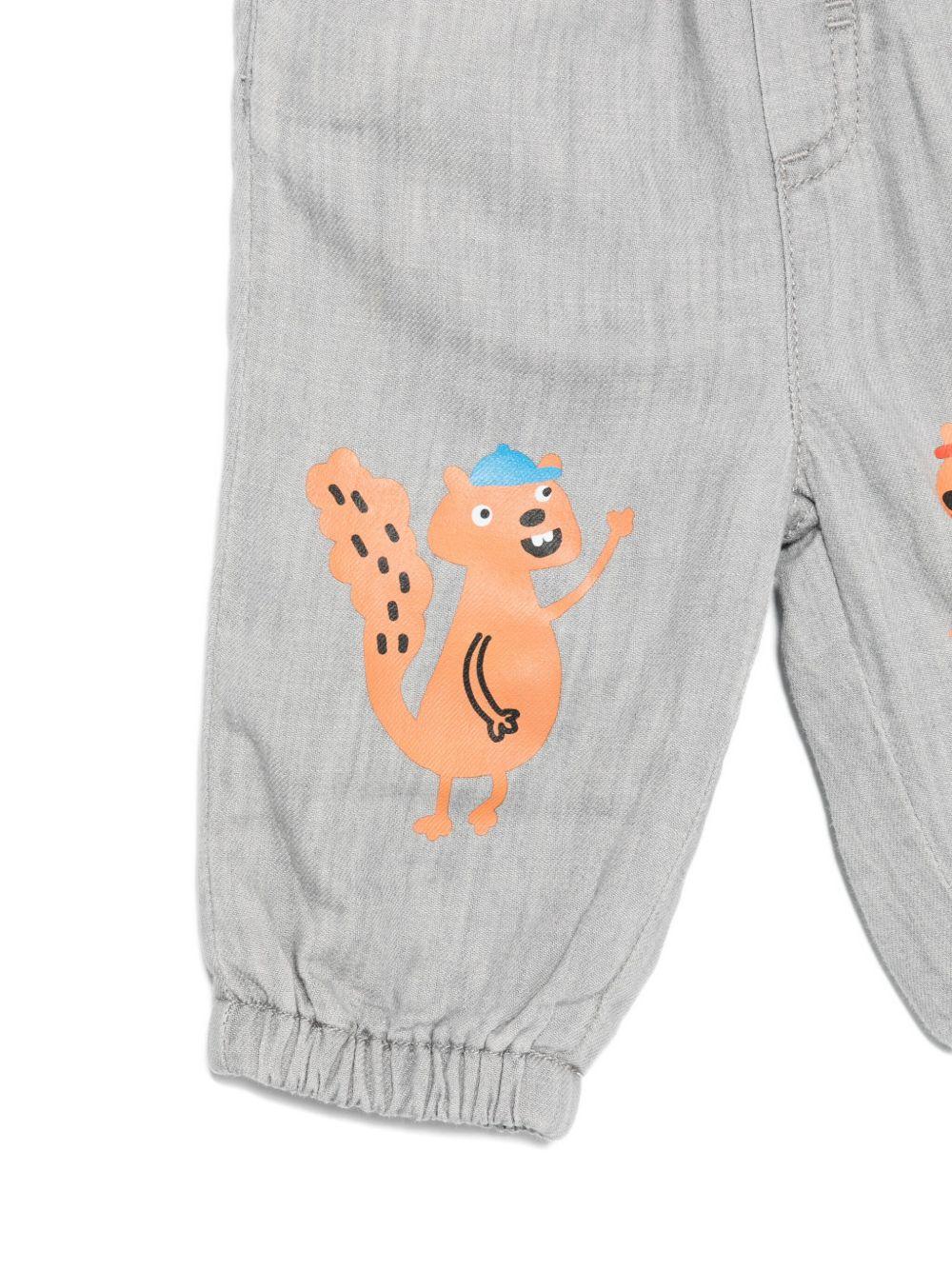 Pantaloni per neonato Stella McCartney Kids grigio con stampa scoiattolo - Rubino Kids