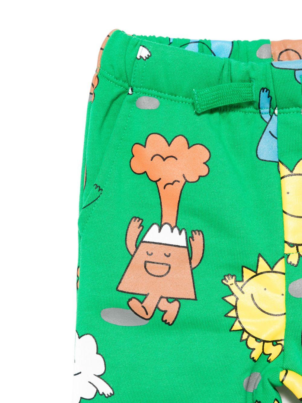 Pantaloni per neonato Stella McCartney Kids verde con stampa grafica - Rubino Kids