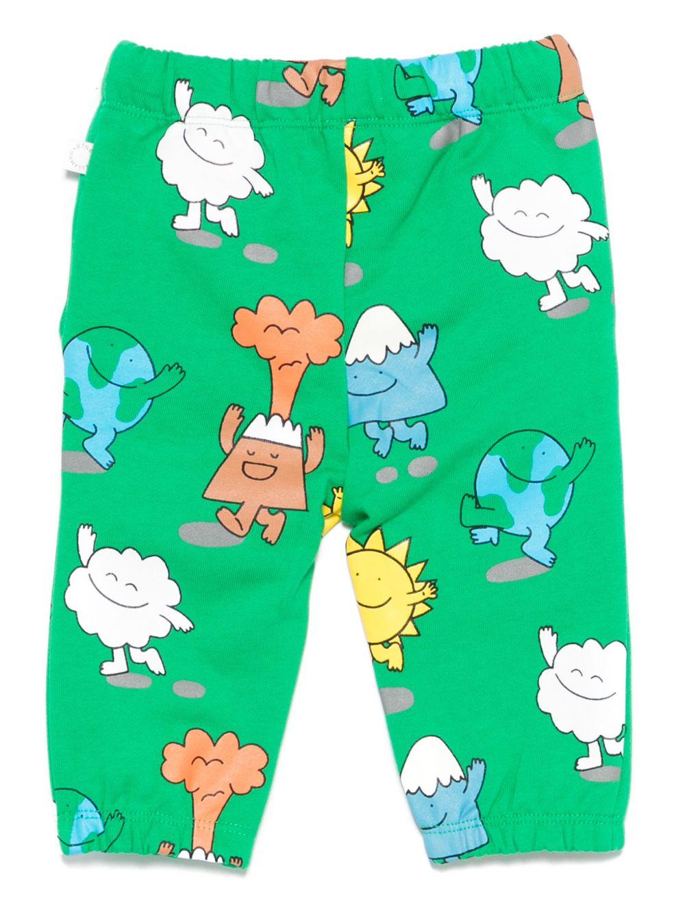 Pantaloni per neonato Stella McCartney Kids verde con stampa grafica - Rubino Kids