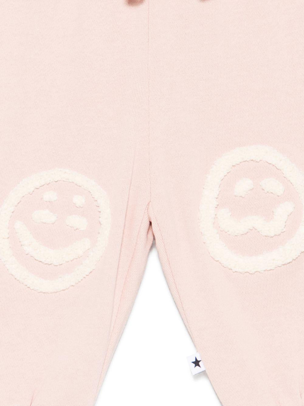 Pantaloni Simeon sportivi per neonata Molo rosai con toppe smile sulle ginocchia<BR/> - Rubino Kids
