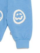 Pantaloni Simeon sportivi per neonato Molo azzurri con toppe smile sulle ginocchia - Rubino Kids