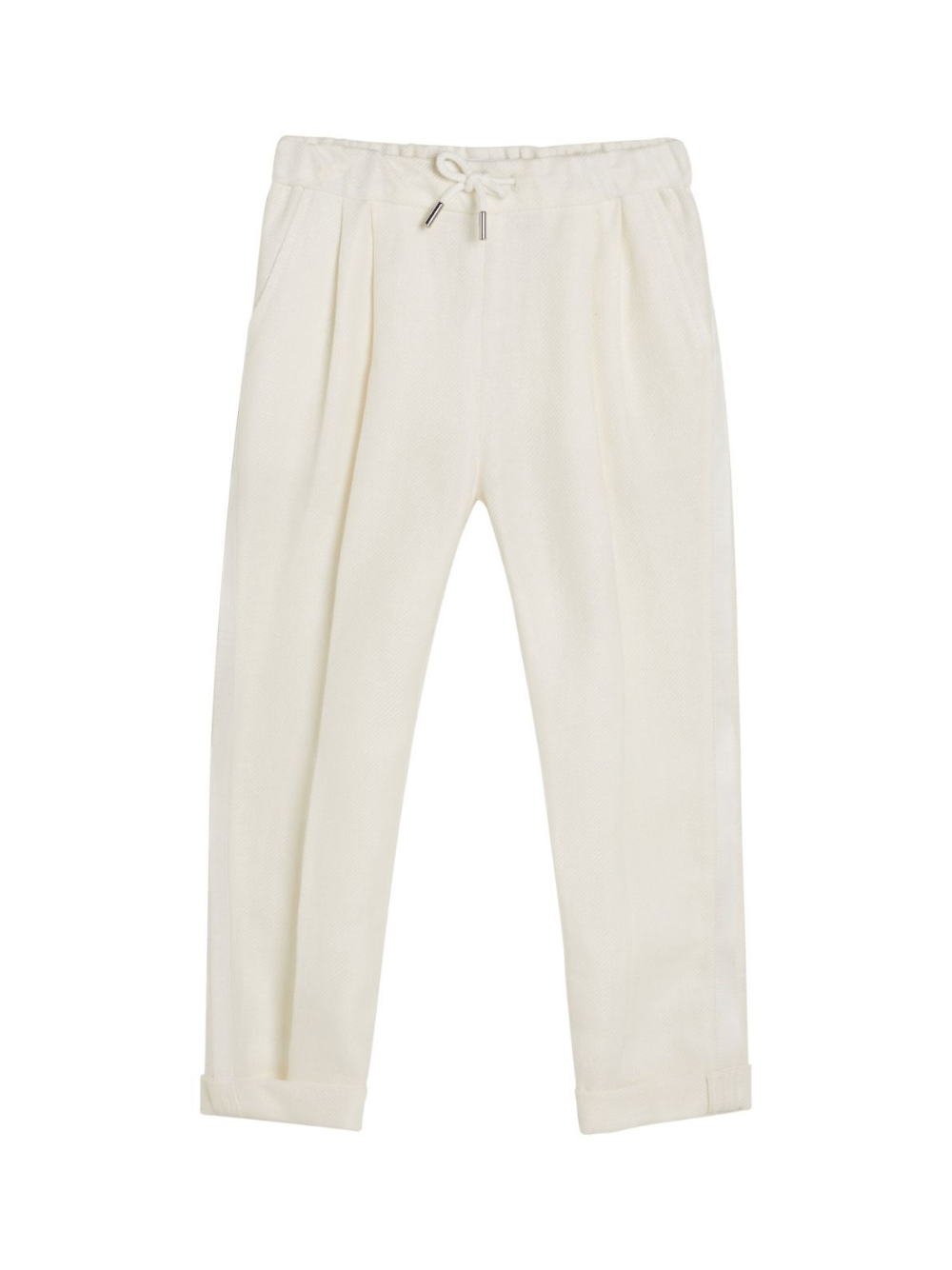 Pantaloni slim con coulisse per bambino Brunello Cucinelli Kids bianco con taglio slim - Rubino Kids