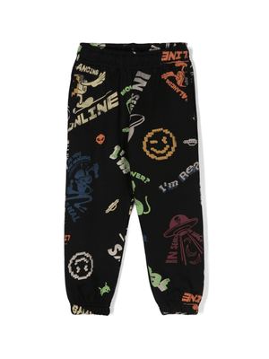 Adan Molo boys' black sweatpants with faux pocket detail