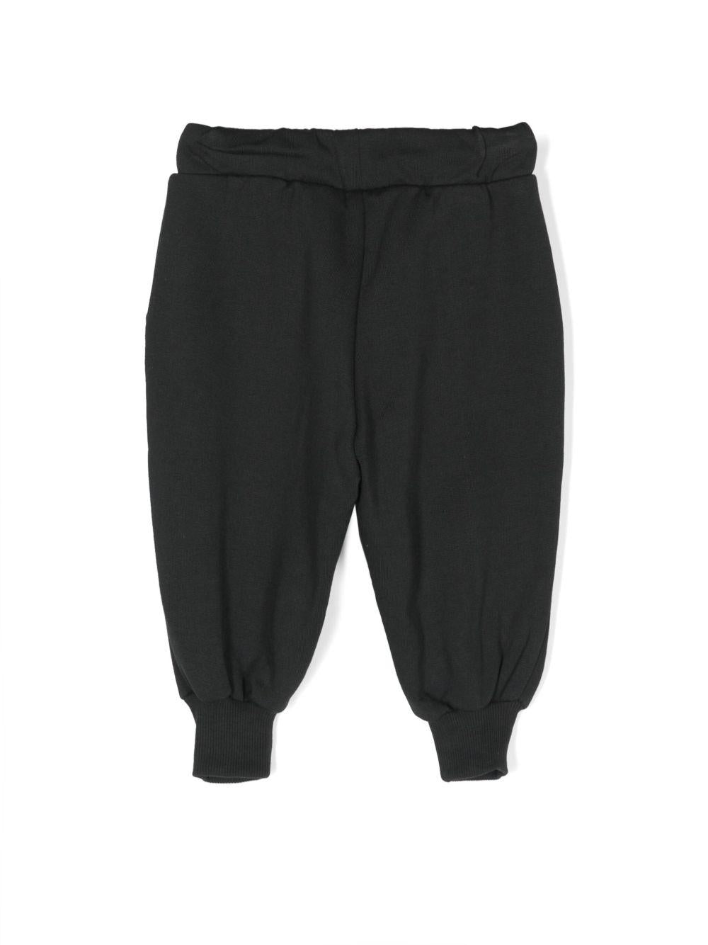 Pantaloni sportivi con applicazione logo per neonato Mini Rodini nero con calzini a coste - Rubino Kids