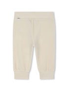 Pantaloni sportivi con applicazione per neonato BOSS Kidswear beige con design a coste - Rubino Kids