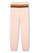 Pantaloni sportivi con coulisse per bambina Chloé Kids rosa con logo sul retro - Rubino Kids